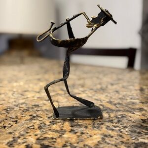 Vintage Jewish Saxophone Player Metal Statue Art